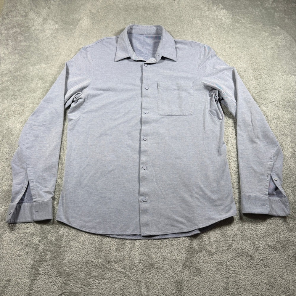 Lululemon Commission Shirt Mens Large Light Blue Long Sleeve Button Up Stretch
